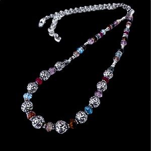 BRIGHTON LATIKA Multi Colors Glass Bead Beautiful Long Necklace.  Many colors